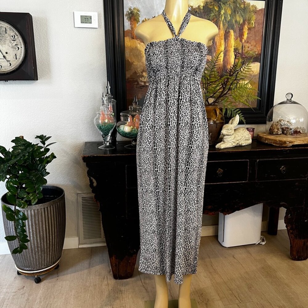 COSABELLA: the mare dress - black on tan leopard print sleeveless / backless